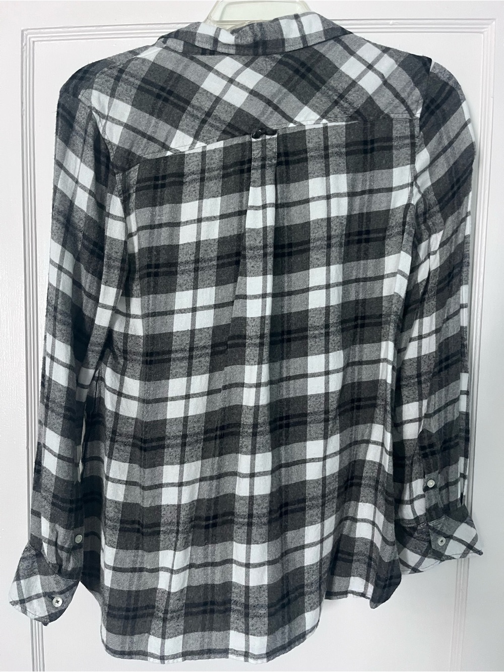 Talbots Black and White Plaid Button-Front Super Soft Flannel Tunic - Picture 2 of 6